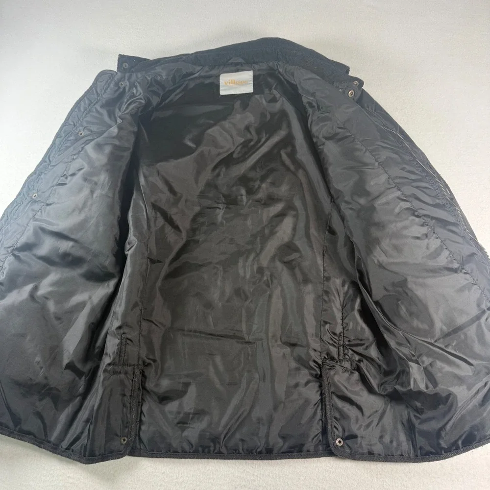 Villous‎ Quilted Barn Jacket Mens XL Black Corduroy Collar Utility Country Coat